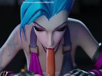 Blue-haired babe swallows cum after dick sucking